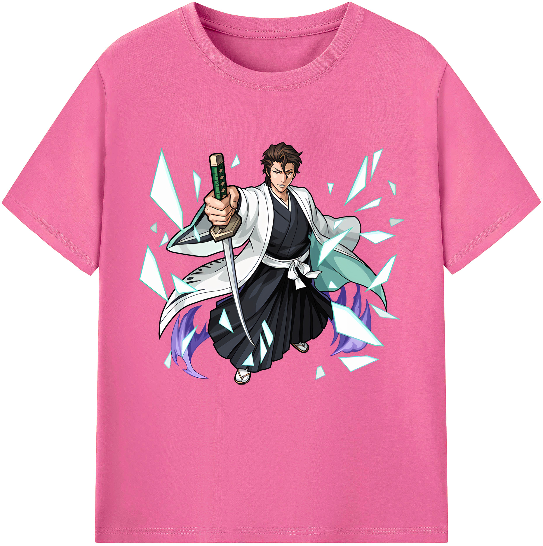 （画像用） ブリーチ 藍染 惣右介（あいぜん そうすけ） BLEACH Aizen Sousuke レディースカジュアルプリントTシャツ（綿100％）